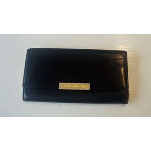 GIVENCHY Vintage Luxury Designer French Wallet Black Liquid LeatherGG Logo Large